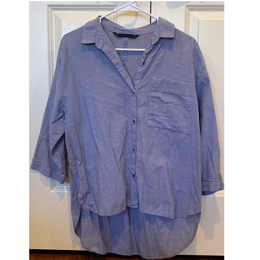 light blue collared blouse